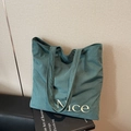Grand sac cabas vintage en velours côtelé vert avec broderie Nice pour femmes - Bleu sarcelle