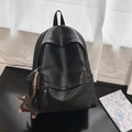 Zaino minimalista in ecopelle nera con ciondolo a cane e trama in finta pelle - Con Ciondolo / Nero