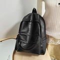 Sac à dos vintage en similicuir noir classique avec rabat minimaliste pour étudiants - Sans Pendentif / Noir