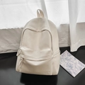 Sac à dos vintage en similicuir crème pour étudiants et trajets quotidiens - Sans Pendentif / Blanc