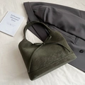Deep green frosted leather tote bag with elegant bow detail and comfortable top handles - Green