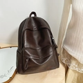 Sac à dos en cuir souple marron foncé au style vintage avec texture de peau détaillée - Sans Pendentif / Marron