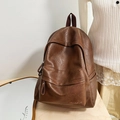 Sac à dos vintage en similicuir marron foncé avec poches multiples pour le quotidien - Sans Pendentif / Marron