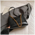 Black suede shoulder bag with quilted pattern and gold chain strap in chic style - Black without Pendant