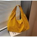 Minimalist bright yellow nylon tote bag with wide strap for casual daily commuting - Yellow