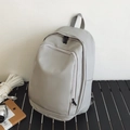 Mochila gris de cuero suave impermeable para estudiantes y para el ordenador - Gris