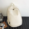 Mochila de cuero suave color crema impermeable para estudiantes y uso diario de oficina - Blanco