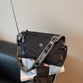 Black nylon crossbody bag with jacquard logo strap and outdoor buckle detail - Black