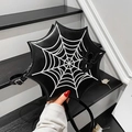 Spider web shaped crossbody bag in black PU leather with white embroidery for Halloween - Black