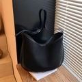 Schwarze Vintage Patchwork-Eimertasche mit verstellbarem Riemen für den täglichen Arbeitsweg - Schwarz