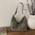 Maillard graugrüne Hobo-Tasche mit weißen Ziernähten und passender Münzbörse - Grün