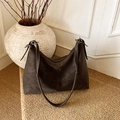 Retro dark brown hobo tote bag in soft matte leather finish for daily commuting - Brown