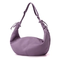 Purple nylon crescent crossbody bag with drawstring details and adjustable wide strap - Purple