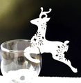 Élégantes cartes de verre renne blanc découpées au laser pour décorations de mariage et Noël - Blanc