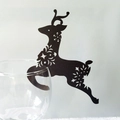 Élégante carte de verre renne noir découpée au laser pour décoration de Noël - Charcoal Silver