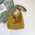 Ginger yellow fleece tote bag with sheepskin texture and chic drawstring closure - Crossbody Yellow