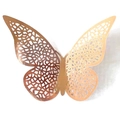 Detail of laser-cut butterfly wall sticker with intricate hollow texture in rose gold - Rose (BK-182)