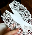 Weiße herzförmige lasergeschnittene Papierspitze für Scrapbooking und Kuchendekoration - Weißes Herz Laserausschnitt (sku_35920473568)
