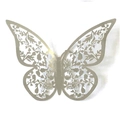 Detail of 3D gold butterfly wall sticker with hollow floral patterns and laser cut design - Reflective Silver (BK-181)