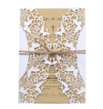 Inviti traforati al laser con farfalle e fiori carta kraft e corda di iuta - Stile Farfalla Taglio Laser / Bianco