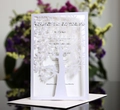 Elegante invito di nozze con intaglio laser a forma di albero e busta bianca abbinata - Bianco