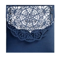 Elegant navy blue laser-cut wedding invitation with intricate geometric lace patterns - Dark Blue