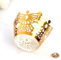 Golden laser-cut crown cupcake wrapper with elegant butterfly and floral vine pattern - 5cm / Reflective Gold