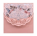 Pink laser-cut wedding invitation with elegant floral hollow design and glitter finish - Pink