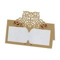 Laser cut hollow heart place cards in brown kraft paper and white for wedding tables - Beige Gold