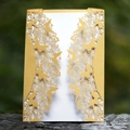 Elegant gold laser-cut wedding invitation featuring butterfly lace and floral patterns - Gold