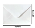 Classic white wedding invitation envelope 193x133mm with flap folding design - Rectangular White
