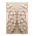 Detailed laser-cut champagne pearlescent paper wedding invitation with floral patterns - Champagne Gold