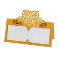 Marque-places de mariage découpés au laser dorés avec motifs de cœur et fleurs ajourés - Or