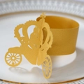 Gold laser cut pumpkin carriage paper napkin ring for elegant wedding table decor - Gold