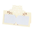 Detailed laser-cut heart place card in cream white paper for wedding table decor - Beige