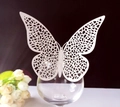 Elegant laser-cut white butterfly paper cards for wine glass decoration in wedding party - White (BK-182)