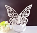 Elegant white laser-cut butterfly card for wedding glass decoration and wall styling - White (BK-181)