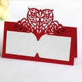 Marque-place découpé au laser avec cœur rouge pour décoration de table de mariage - Rouge Perlé