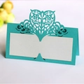 Elegante segnaposto color verde acqua con cuore intagliato al laser per matrimoni - Blu Tiffany