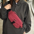 Waterproof red plaid crossbody chest bag with adjustable strap for street style - Red