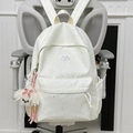 Weißer Rucksack mit Regenbogen-Punkten und einem süßen Plüsch-Hundeanhänger - Weiß (Mit Anhänger)