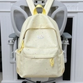 Pale yellow polka dot school backpack for teen girls with light star pattern prints - Yellow (No Pendant)