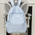 Light blue polka dot backpack for school with large capacity and multi-color pattern - Blue (Without Charm)