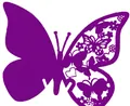 Deep purple butterfly laser-cut place card with intricate heart and floral patterns - Dark Purple