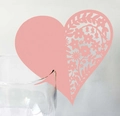 Segnaposto a cuore rosa con taglio laser e fiori per bicchieri decorazione matrimonio - Rosa