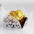 Elegante scatola per caramelle bianca tagliata al laser con fiori per matrimoni e feste - Bianco