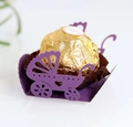 Laser cut purple baby stroller favor box for baby shower party candy and chocolates - Dark Purple