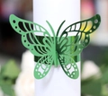 Elegant emerald green laser-cut butterfly napkin ring with a reflective mirror finish - Reflective Green