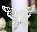 Élégant anneau de serviette papillon découpé au laser en papier perlé pour décoration de mariage - Blanc