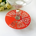 Segnaposto in carta rossa tagliata al laser con cuore floreale per decorazioni nozze - Rosso Perlato